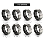font options for inside engraving on black & grey wolf rings