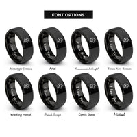 font options for inside engraving on black wolf rings
