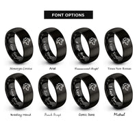 font options for inside engraving on black wolf rings