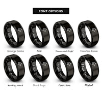 font options for inside engraving on black wolf rings