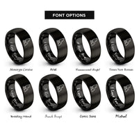 font options for inside engraving on black wolf rings