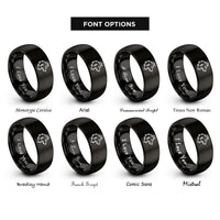font options for inside engraving on black wolf rings