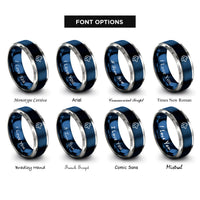font options for inside engraving on blue & grey wolf rings