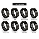 font options for inside engraving on black wolf crescent moon rings