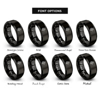 font options for inside engraving on black wolf crescent moon rings