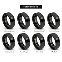font options for inside engraving on black wolf crescent moon rings
