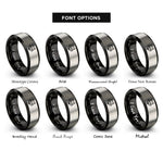 font options for inside engraving on black & silver wolf eyes rings