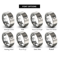 font options for inside engraving on gray wolf rings