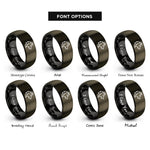 font options for inside engraving on gunmetal & black wolf rings