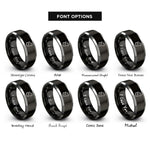font options for inside engraving on black & gray wolf howling rings