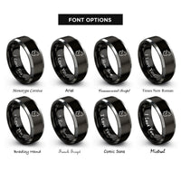font options for inside engraving on black & gray wolf howling rings