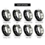 font options for inside engraving on black & gray wolf howling rings