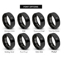 font options for inside engraving on black wolf howling rings