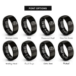 font options for inside engraving on black wolf howling rings