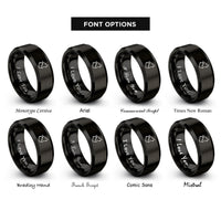 font options for inside engraving on black wolf howling rings