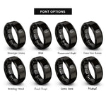 font options for inside engraving on black wolf moon rings