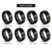 font options for inside engraving on black wolf pack rings
