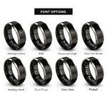 font options for inside engraving on black & silver wolf pack silhouettes rings