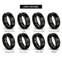 font options for inside engraving on black wolf pack silhouettes rings