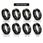 font options for inside engraving on black & gray wolf paw print rings