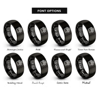 font options for inside engraving on black wolf paw print rings