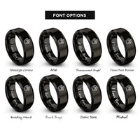 font options for inside engraving on black wolf paw print rings