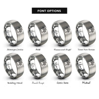 font options for inside engraving on gray wolf paw print rings