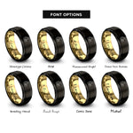 font options for inside engraving on black & gold wolf pup nuzzle rings