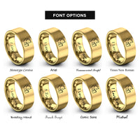 font options for inside engraving on gold wolf pup nuzzle rings