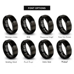 font options for inside engraving on black wolf pups heart rings