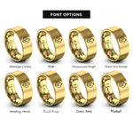 font options for inside engraving on gold wolf pups heart rings