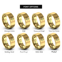 font options for inside engraving on gold wolf pups heart rings