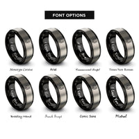 font options for inside engraving on black & gray wolf shield rings