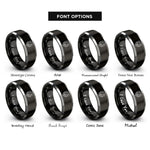 font options for inside engraving on black & gray wolf shield rings
