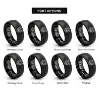 font options for inside engraving on black wolf shield rings