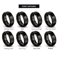 font options for inside engraving on black wolf shield rings