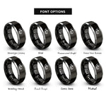 font options for inside engraving on black & silver wolf skull rings