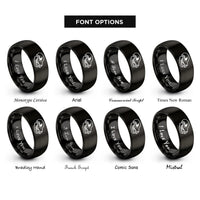 font options for inside engraving on black wolf skull rings