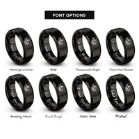 font options for inside engraving on black wolf skull rings