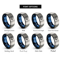 font options for inside engraving on black & blue & grey wolf snarling rings