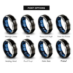 font options for inside engraving on black & blue & grey wolf snarling rings