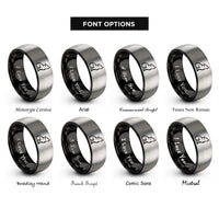 font options for inside engraving on black & grey wolf spirit howling rings