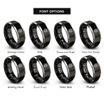 font options for inside engraving on black & grey wolf stippled rings