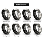 font options for inside engraving on black & silver wolf stippled rings