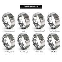 font options for inside engraving on gray wolf stippled rings