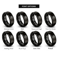 font options for inside engraving on black wolf track rings
