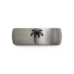 anniversary ring for her – silver tungsten palm tree wedding band