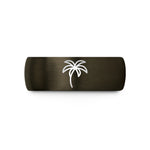 tungsten band for couples – gunmetal & blue tungsten palm tree wedding band