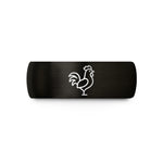 her custom wedding band – black tungsten rooster wedding band