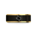 couples matching ring set – black & gold tungsten texas state wedding band